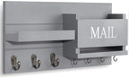 Lwenki Mail Organizer for Wall Mount – Key Holder with Shelf Includes Letter Holder and Hooks for Hallway Farmhouse Decor – R