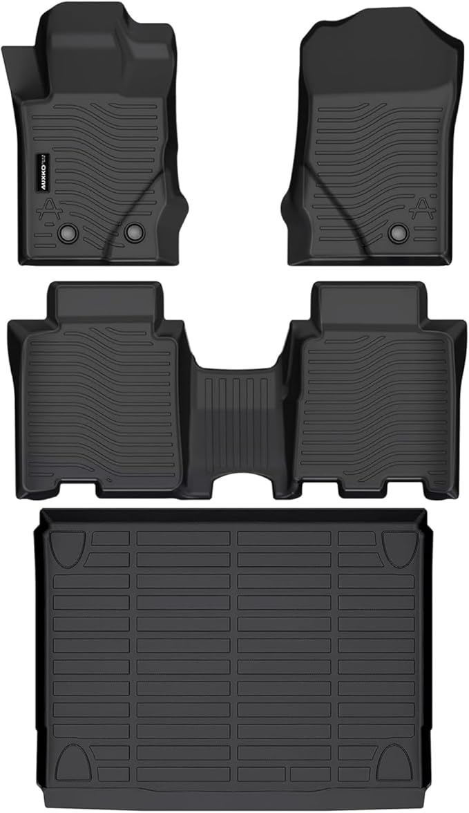 Auxko All Weather Floor Mats Cargo Mat Fit for Ford Bronco(Not Sport) 4Door 2026-2021 TPE Rubber Liners Set Bronco Accessories All Season Guard Odorless Anti-Slip Floor Mats Black
