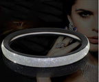 Diamond Leather Steering Wheel Cover with Bling Bling Crystal Rhinestones,Large-Size of 15 1/2 inches-16 inches Black