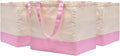 3 Pack Canvas Reusable Grocery Bags Heavy Duty, 8.3 gal Foldable Large Tote Bag with Handles, Holds 60 lbs Canvas Shopping Bags & Washable Eco-friendly Bags with 5 Pockets, Pink+Off white