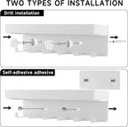2 Pieces Key Holder for Wall Rustic Key and Mail Organizer 6 Key Hooks with Shelf Small Key Rack with Tray Adhesive Key Hange