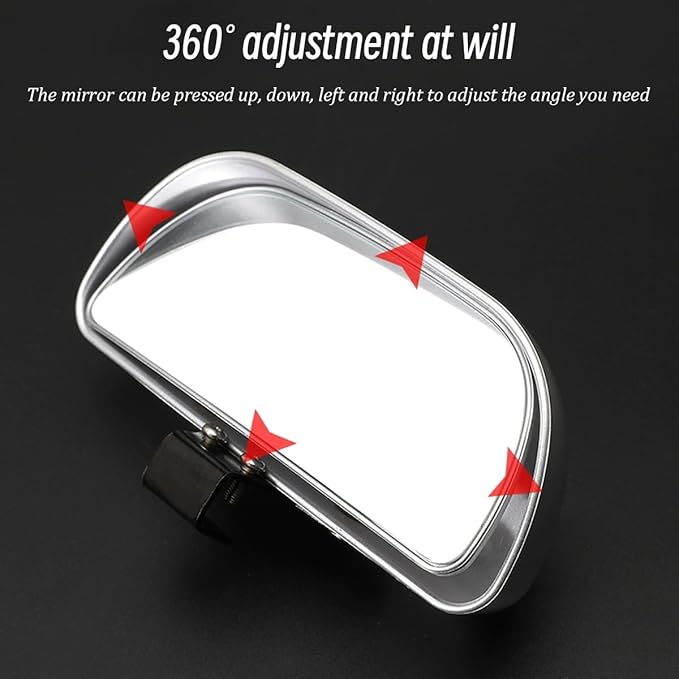Mandark 2PCS Car Blind Spot Mirror, Rectangle HD Glass Convex Vehicle Rearview Mirror, Wide Angle Adjustible Auto Exterior Blindspot Side View Mirror, Universal for SUV, Sedan, Truck (Silver)