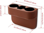 Car Cup Holder, Auto Front Seat Gap Interior Drink Organizer, Multifunctional Cup Drink Holders with PU Leather Cover, Gap Filler Storage Box Coin Bucket Console Side Pocket Key Wallet Holder (Brown)