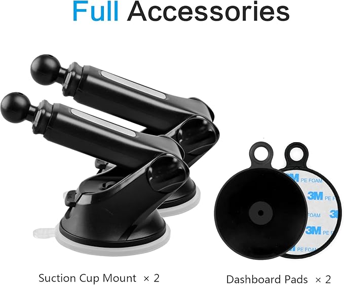 1Zero GPS Suction Cup Mount for Garmin [Quick Extension Arm], Replacement GPS Dash Ball Mount Dashboard Windshield Car Holder for Garmin Nuvi Dezl Drive Drivesmart Driveassist DriveLuxe RV (2-Pack)
