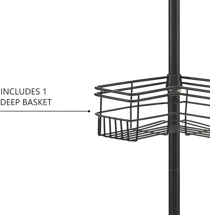 Utopia Alley Rust-Resistant Shower Tension Pole Caddy, 4 Shelves (Matt Black)