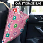 Car Trash Can, Cute Car Trash Bag, Hanging Car Organizer and Storage Bag, Trash Bin for Car Accessories, Vehicle, Travelling, Camping Pink Cute Flowers