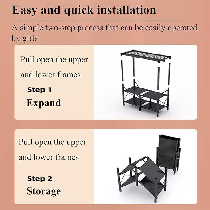 TIST Foldable Wardrobe Steel Storage Wardrobe Portable Wardrobe for Hanging Clothes 110cm/ 160cm/ 215cm Large Wardrobe(Light 