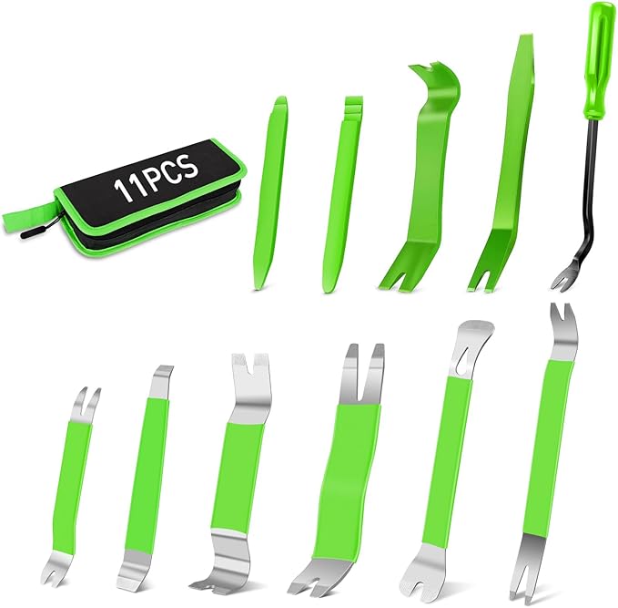 GOOACC 11 PCS Trim Removal Tool Kit, Metal Pry Tool Auto Fastener Remover Pry Bar Set Car Door Panel Removal Tool Dashboard R
