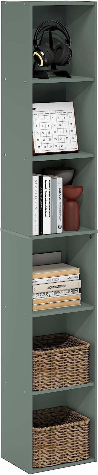 Furinno LUDER Book Shelf, 6-Tier Tall Modern Bookshelf, Bookcase with Open Shelving, Floor Standing Shelves, 9.3 x 12 x 71, f