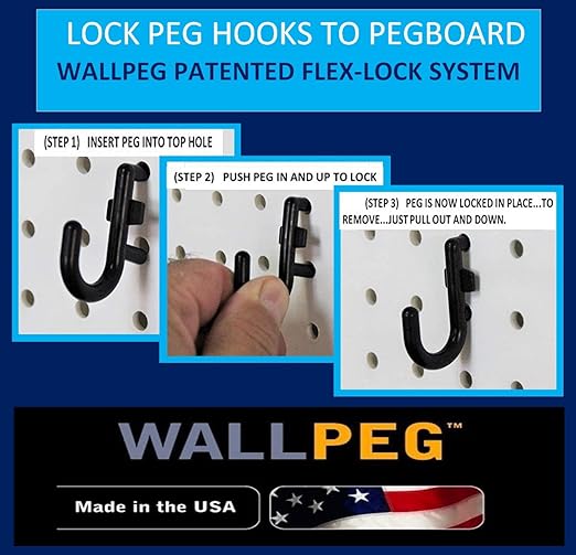 WallPeg Pegboard Wall Organizer (PK-160) - Garden Tools Storage - Hand Tool Organizer - Pegboard Bins for Parts Storage and O