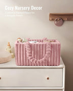 Blissful Diary Flannel Diaper Caddy Organizer, included Gift Packaging, Cozy Nursery Storage Basket, Gift for Baby Shower, Ne