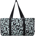 NGIL Extra Large Utility Tote Reusable Grocery Bag Oversized Collapsible for Groceries, Storage, Picnic, Beach (Blue Leopard-black)