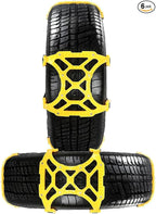 VaygWay Car Snow Tire Chains - All Season Yellow Snow Chains- Emergency Vehicle Anti-Slip Tire Chains for Cars, SUVs, & Truck