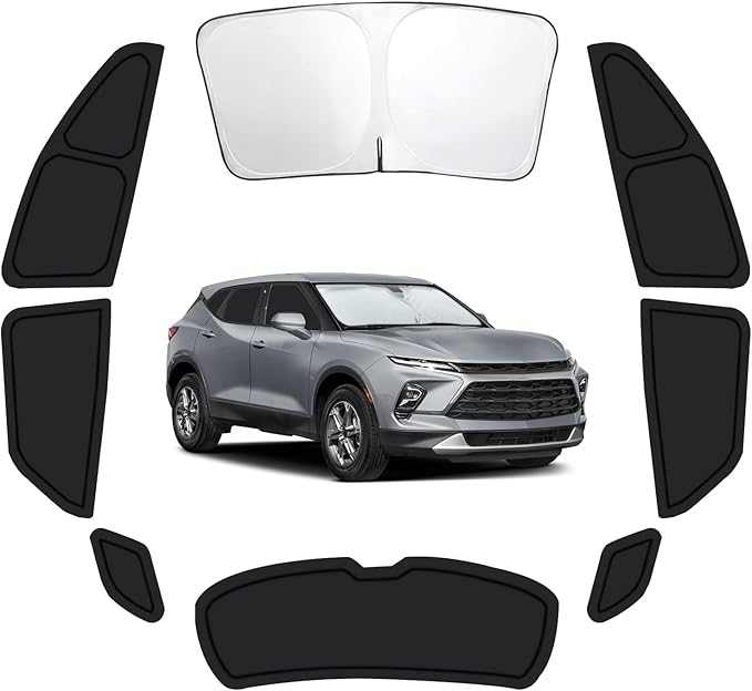 8PCS Car Window Shades for Chevrolet Blazer 2019-2025, Window Covers for Blazer Windshield Side Rear Windows, Full Set Privacy Protection Car Sunshade with UV Blocking for Camping Napping