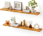 Floating Shelves for Wall Rustic Farmhouse 48 Inch Floating Shelf Bathroom Wooden Shelves for Wall Mounted Live Edge Pine She