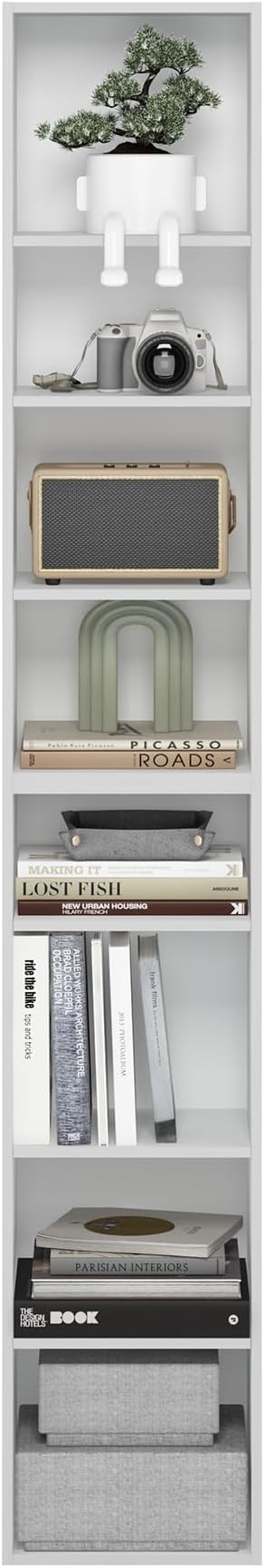 Furinno PASIR Book Shelf, 8-Tier Bookshelf, Bookcase with Open Shelf, 9.3 x 11.8 x 70.9, for Living Room, Bedroom, Home Offic