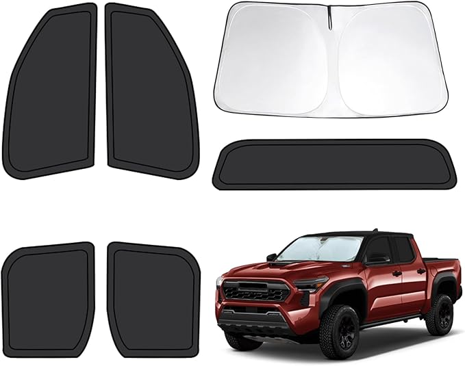 6pcs Car Window Shades for Toyota Tacoma 2025, Full Car Window Covers for Privacy, Sunshades for Tacoma Front Rear Windshield Side Windows to Block UV and Protect Privacy