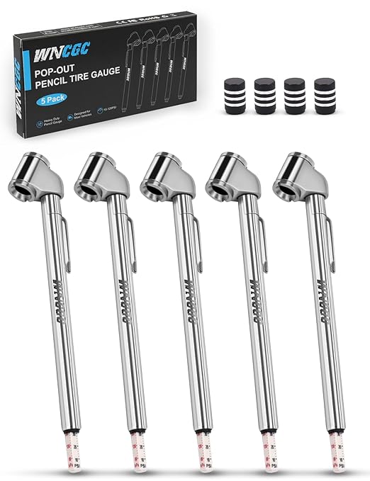 Pencil Tire Pressure Gauge, 10-120PSI Dual Head Air Gauge Tire Pressure Heavy Duty Tire Valve Gauge for Truck Car RV ATV Motorcycle (5 Pack)