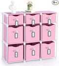 9 Cube Storage Organizer Shelf with Storage Bins and Label, 11 Inch Toy Cube Bins Clothes Closet Organizers Drawers Fabric Dr