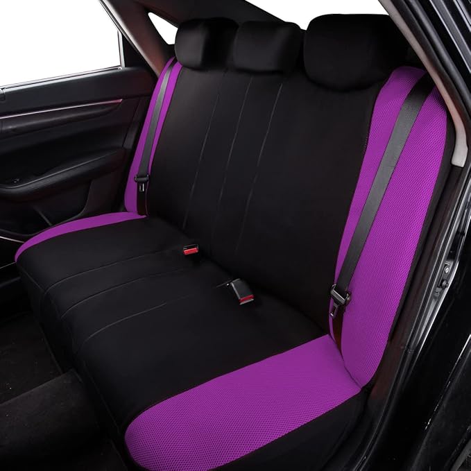 Flying Banner Butterfly car seat Covers ful Set Fashion Universal Lady Woman Female Rear Bench Split Colorized (Full Set, Pur
