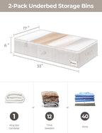 Large Under Bed Storage Containers with 4-Pack Bed Sheet Organizers and Storage