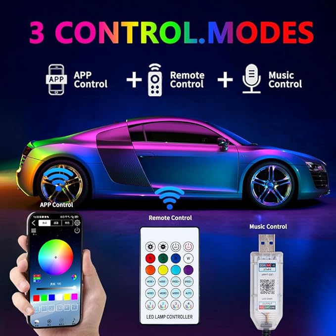 Car Interior Ambient Light Lighting Bar, Windshield Rubber Seal Gap Filler RGB LED Lights Strip Dashboard, Automotive Neon Accent Lights Accessories, Remote App Music Sync, 4.92ft/1.5m