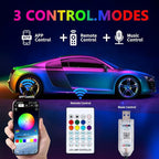 Car Interior Ambient Light Lighting Bar, Windshield Rubber Seal Gap Filler RGB LED Lights Strip Dashboard, Automotive Neon Accent Lights Accessories, Remote App Music Sync, 4.92ft/1.5m