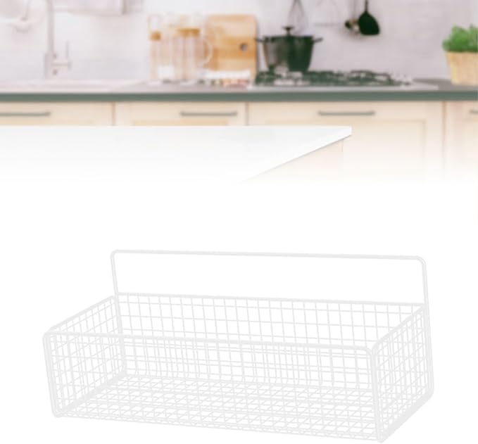 Multifunctional Iron Wire Wall Hanging Storage Basket, Portable Metal Mesh Bin for Kitchen and Bathroom, Vintage Wall Mount F