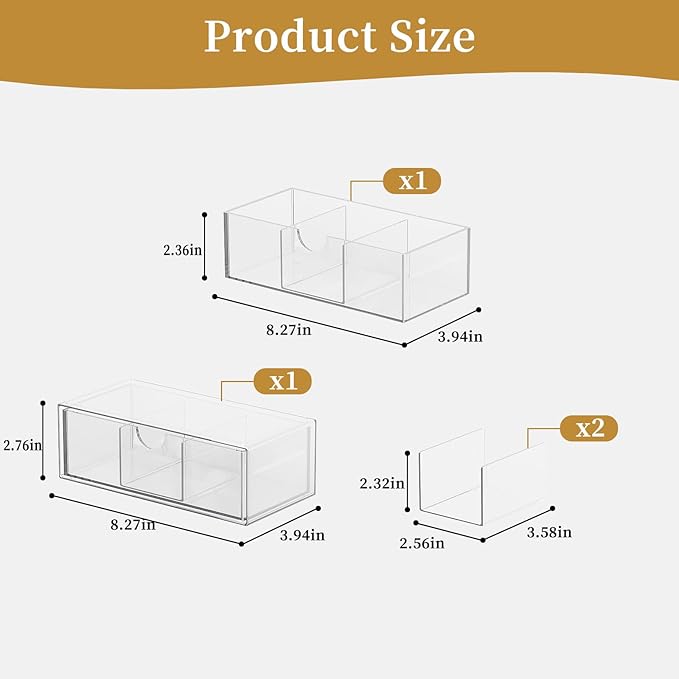 2 Tier Medicine Cabinet Organizer and Storage,Stackable Bathroom Medicine Organizer with Removable Dividers, Plastic Vanity S