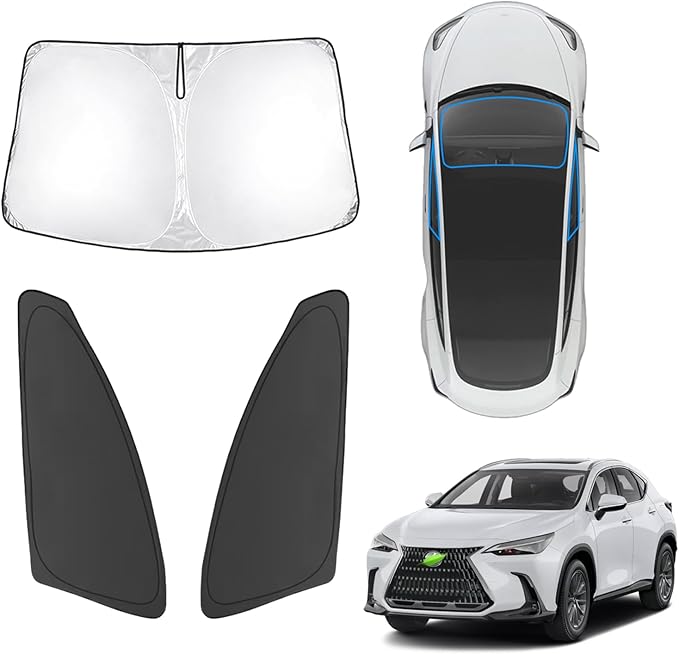 Karltys 3PCS Windshield Sun Shade for 2022-2025 Lexus NX NX250 NX350 NX350h NX450h+, Front and Side Window Sunshade Cover Custom Fit Lexus NX, Foldable Sun Visor Protector Blocks Heat UV Rays