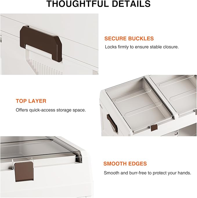Closet Organizer and Storage Box, Large Essential Collapsible Plastic Car Trunk Container with Clear Lids and Doors, Open Fro