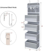 Univivi Door Storage Gray 2-Pack Door Hanging Storage Closet with 4 Large Pockets and 3 Small PVC Pockets Over Door Organizer