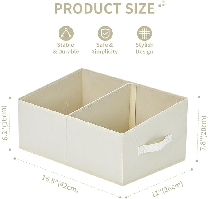 DIMJ Closet Storage Bins, 6 Pack Storage Baskets for Shelves, Foldable Shelf Organizer with Handle, Linen Closet Organizers a
