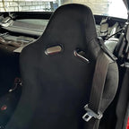 1X Genuine Leather Bucket Seat Belt Guide Seatbelt Holder Protector for Bride RECARO 【Black Leather/Black Stitching】