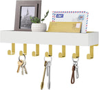 Key Holder Wall Mount Adhesive Magnetic - Hanging Key Hooks with Mail Organizer Tray for Wallet House - Keys Hanger Rack with