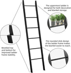 BAMBANG 6-Tier Blanket Ladder for Living Room, Blanket Quilt Ladder Rack Rustic Decorative Towel Holder, Wall Leaning Blanket