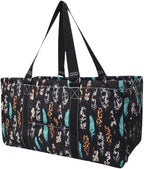 NGIL Extra Large Utility Tote Reusable Grocery Bag Oversized Collapsible for Groceries, Storage, Picnic, Beach (Wild Feather-Black)