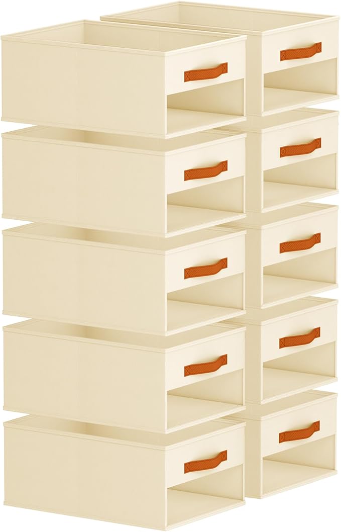 Homsorout Drawer Organizers and Storage - 10 Pack Foldable Pants Organizer with Clear Window & Handles, Fabric Closet Organiz