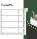 Furinno Cubicle Book Shelf, 16-Cube Bookshelf, Triple Thick Frame Cube Storage Organizer, 1.65" Bookcase, 15.4 x 57.4 x 56.9,