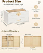 Enthralite Jewelry Box with 1 Drawers: Display Organizer for Earrings Necklaces - Christmas Gifts for Girls Women (White)