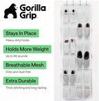 GORILLA GRIP Over the Door Shoe Organizer, 2 Pack, 24 Breathable Mesh Pockets, Space Saving Hanging Storage Holder, Closet Ra