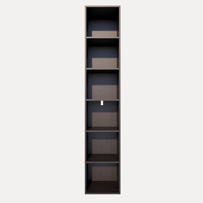 Book Shelf, 6-Tier Bookcase, Wooden Open Cube Storage Organize, 9.3 x 11.8 x 62.4 inches Bookshelf for Living Room, Bedroom, 