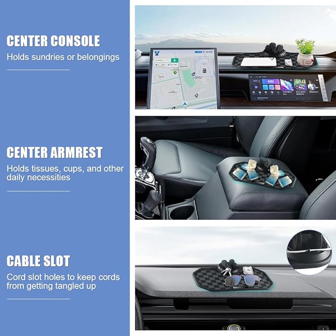 Car Anti Slip Mat Dashboard Tray Decorations Sticky Pad Multi Functional Thickened and Widened Washable with 360° Rotating Un