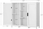 Iwell Storage Cabinet with 2 Doors and 4 Storage Shelves, Credenza Buffet Cabinet, Bathroom Cabinet for Living Room, Entryway