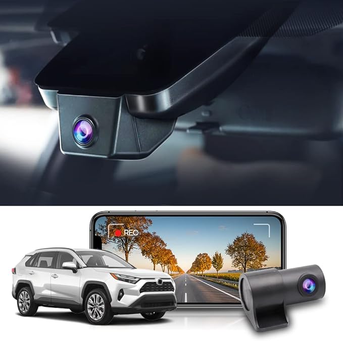 Fitcamx Front 4K+Rear 1080P Dash Cam Adapts for Toyota RAV4 2022-2025 (Model B/with Vents on Cover), Integrated OEM Look, WiF