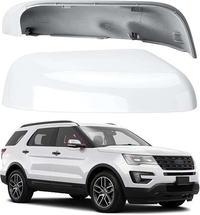 Passenger Side Mirror Cover Replacement for Ford Explorer 2016 2017 2018 2019 - Right Side Mirror Covers, Rear View Mirrors Cap Accessories White