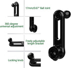 17mm/0.67" Ball Joint Extension Arm for Car Vent Phone Holders – 2.04-Inch (52mm) Adjustable Length with 360° Swivel & Phone Holder Mounting Clip, Black