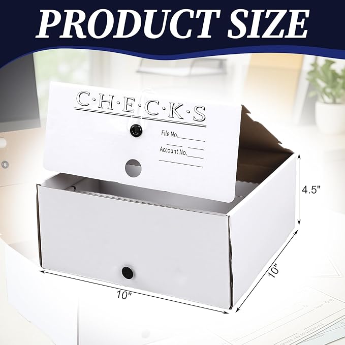 AmazingSpark 3 Pcs Check and Form Storage Boxes 10"x10"x4.5" Storage File Box Divided by Quarter Tax Box Keeping for Tax Fili