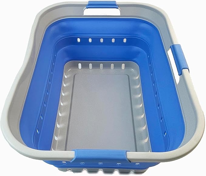 SAMMART 42L (11 gallon) Collapsible Plastic Laundry Basket - Foldable Pop Up Storage Container/Organizer - Space Saving Hampe