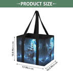 Pirate Ship Reusable Grocery Bags Large Shopping Tote Bag with Reinforced Bottom Board, Water Resistant Foldable Storage Bags